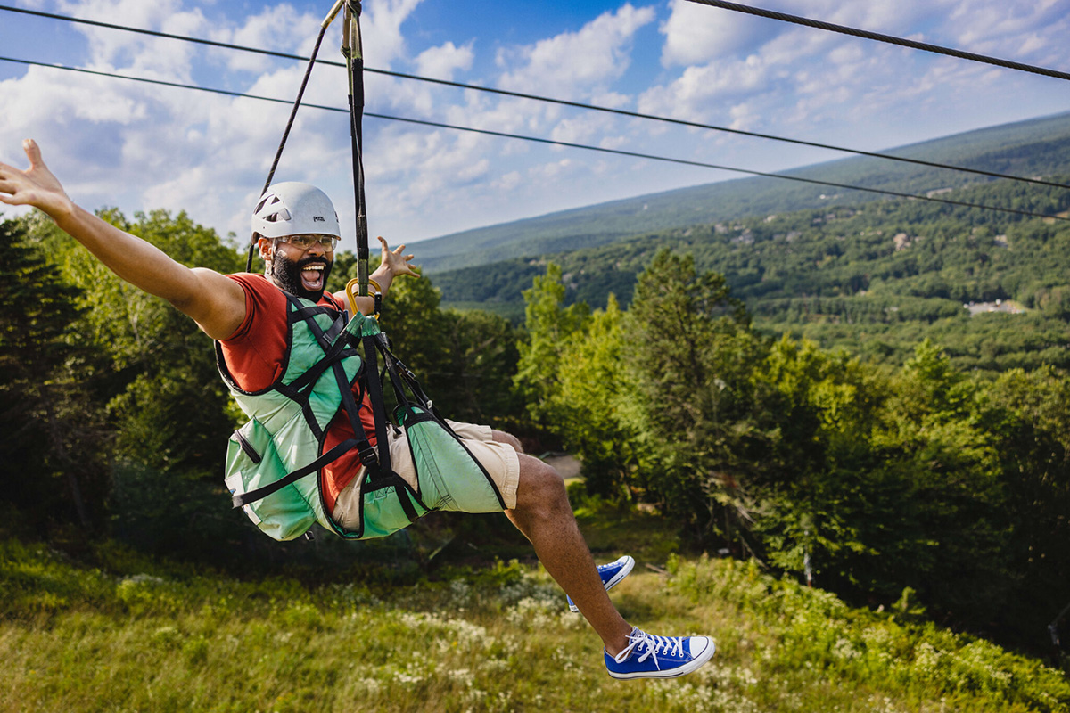 Take a zipline ride for a unique view of the mountainside.