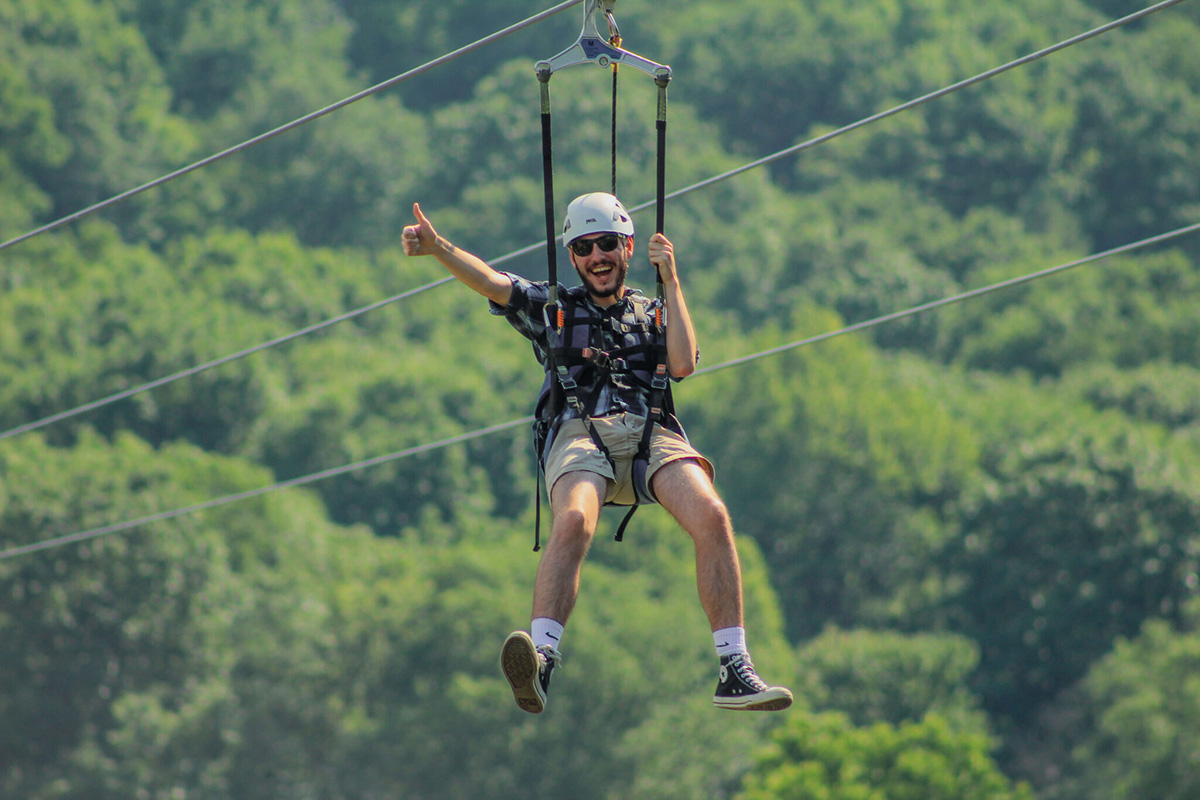 Whisk down the mountain on a zipline.